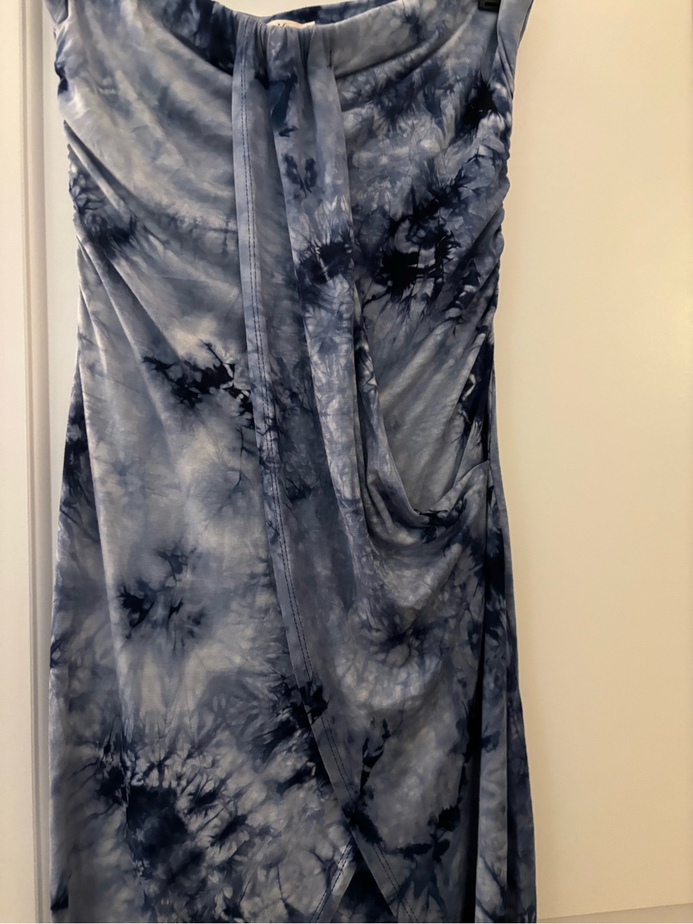 Heart & Hips Strapless Blue Tie-Dye Midi Dress